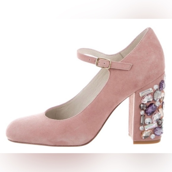 bettye muller Shoes - Bettye Muller Pink Suede Jeweled Heels